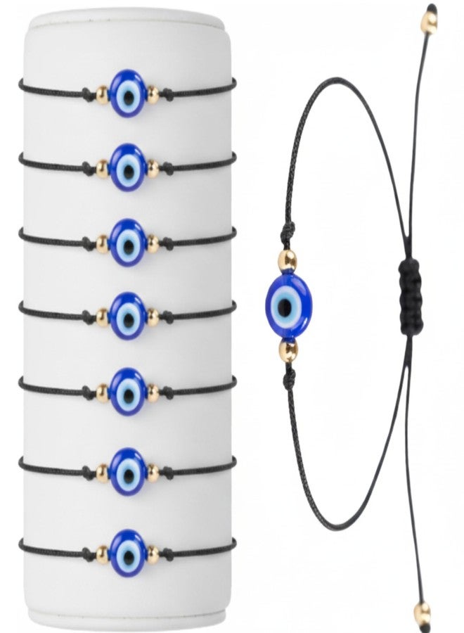 BCS Evil Eye Bracelets Adjustable Black String Amulet for Women Men Authentic Turkish Handmade Glass Bead Good Luck Protection Charm One Size Fits All - Navy Blue (8 Pieces) - Image 1